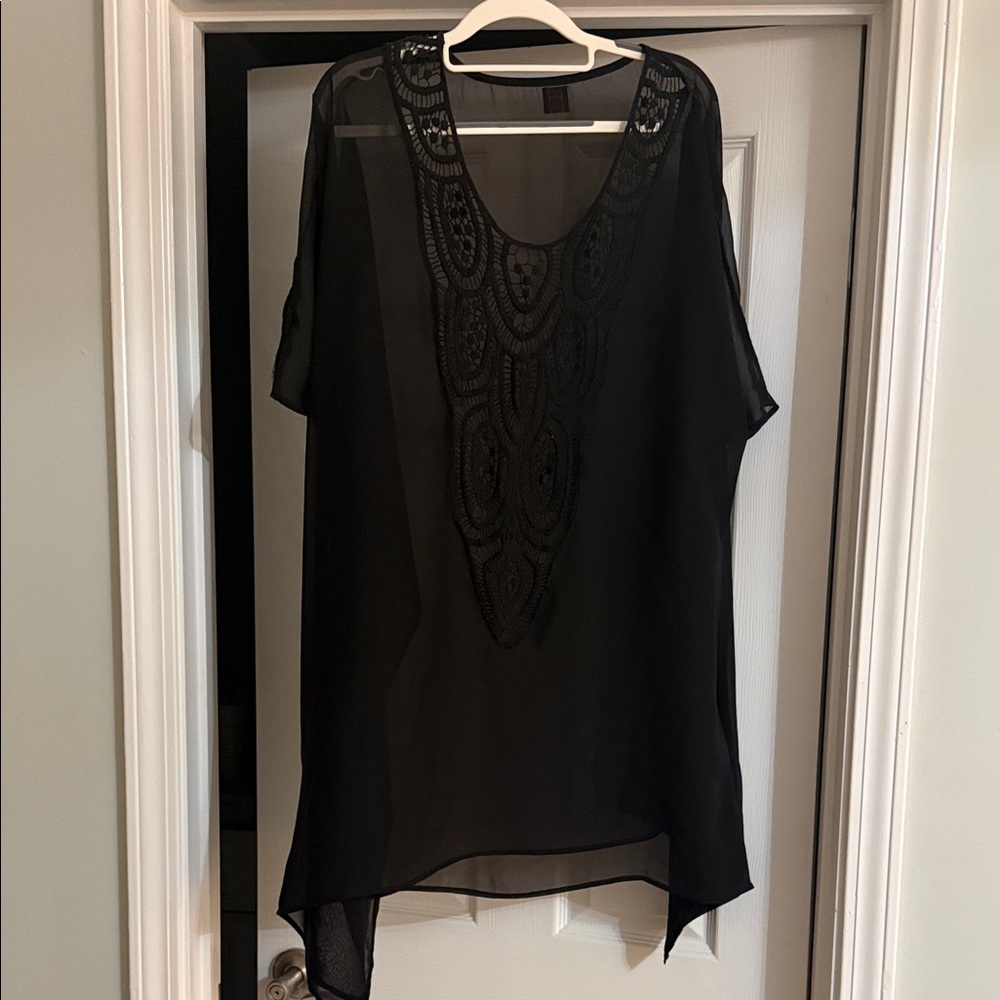 Chic Black Sheer Women's Swim Coverup